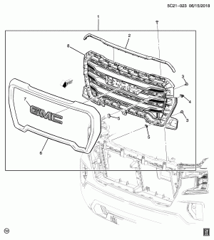 РЕШЕТКА/РАДИАТОР (G.M.C. Z88, УСТАНАВЛИВАЕТСЯ ДИЛЕРОМ, ВАРИАНТЫ ОТДЕЛОЧНЫХ ВСТАВОК SJ9)