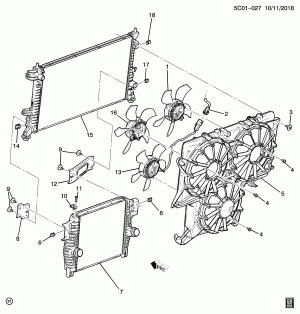ВЕНТИЛЯТОР ОХЛАЖДАЮЩЕЙ ЖИДКОСТИ ДВИГАТЕЛЯ (L3B/2.7K)