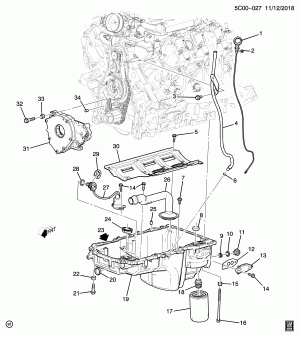 ДВИГАТЕЛЬ В СБОРЕ-4.3L V6 PART 4 МАСЛЯНЫЙ НАСОС,ПОДДОН И СОПРЯЖЕННЫЕ ДЕТАЛИ (LV3/4.3H)