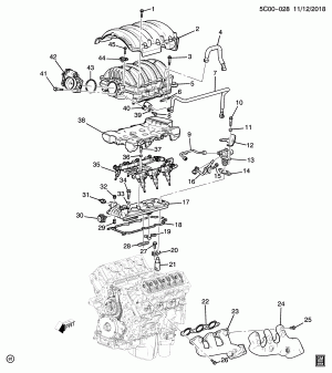 ДВИГАТЕЛЬ В СБОРЕ-4.3L V6 PART 5 КОЛЛЕКТОР И СОПРЯЖЕННЫЕ ДЕТАЛИ ТОПЛИВНОЙ СИСТЕМЫ (LV3/4.3H)