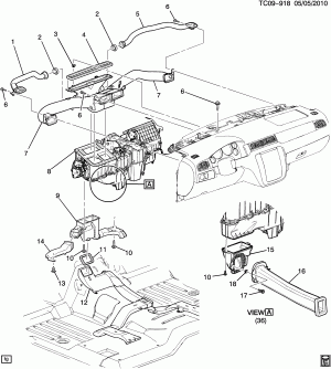 AIR DISTRIBUTION SYSTEM/FRONT DUCTS (MANUAL TEMPERATURE CONTROL CJ3)