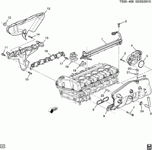 ENGINE ASM-4.2L L6 PART 5 MANIFOLDS AND FUEL RELATED PARTS (LL8/4.2S)(K18)