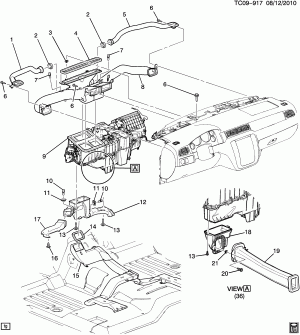 AIR DISTRIBUTION SYSTEM/FRONT DUCTS (CHEVROLET X88,G.M.C. Z88, AUTO TEMP CONTROL CJ2)