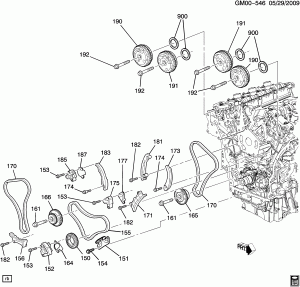 ENGINE ASM-3.6L V6 PART 3 TIMING CHAIN & TENSIONER (LY7/3.6-7)
