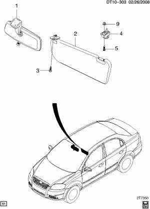 SUNSHADE ASM & INTERIOR REAR VIEW MIRROR