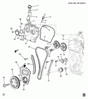 ENGINE ASM-2.7L L4 PART 7 FRONT COVER, TIMING CHAIN & TENSIONER (L3B/2.7K)