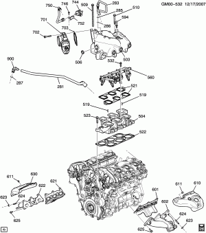 ENGINE ASM-3.6L V6 PART 6 MANIFOLDS & RELATED PARTS (LY7/3.6-7)