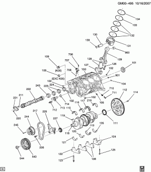 ENGINE ASM-3.9L V6 PART 1 CYLINDER BLOCK AND RELATED PARTS (LZ9/3.9-1,LGD/3.9W)