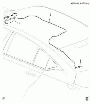 CABLE/REAR VIEW DRIVER INFO CAMERA (MIRROR DRZ, EXC SUNROOF C3U)