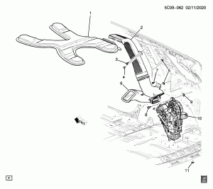 СИСТЕМА РАСПРЕДЕЛЕНИЯ ВОЗДУХА/ЗАДНЯЯ (КРОМЕ ПОТОЛОЧНОГО ЛЮКА C3U)