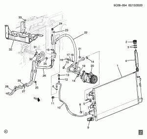 СИСТЕМА ХЛАДАГЕНТА КОНДИЦИОНЕРА ВОЗДУХА/ПЕРЕДНЯЯ (L84/5.3D, L87/6.2L)