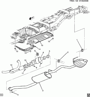 EXHAUST SYSTEM PART 2 REAR (CHEVROLET X88, G.M.C. Z88, SINGLE EXHUAST NB5)