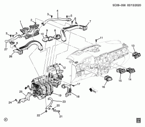 ВОЗДУХОРАСПРЕДЕЛИТЕЛЬНАЯ СИСТЕМА PART 1/ПЕРЕДНИЙ-ВЕРХНИЙ (CHEVROLET X88, ЗАРЯДНОЕ УСТРОЙСТВО K4C)