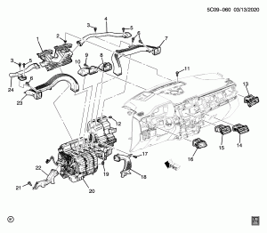 ВОЗДУХОРАСПРЕДЕЛИТЕЛЬНАЯ СИСТЕМА PART 1/ПЕРЕДНИЙ-ВЕРХНИЙ (CHEVROLET X88, ЗА ИСКЛЮЧЕНИЕМ ЗАРЯДНОГО УСТРОЙСТВА K4C)
