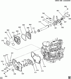 ENGINE ASM-2.4L L4 PART 3 FRONT COVER & COOLING (LAF/2.4W)