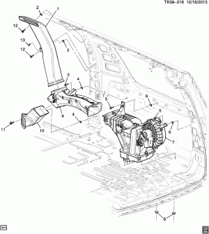 СИСТЕМА РАСПРЕДЕЛЕНИЯ ВОЗДУХА/ЗАДНЯЯ ВОЗДУХОВОДЫ(CJ4)