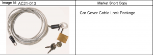 LOCK PKG/CAR COVER CABLE