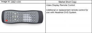 ACCESSORY PKG/VIDEO DISPLAY REMOTE CONTROL