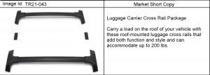 LUGGAGE CARRIER CROSS RAILS (DEALER INSTALLED, CROSS RAILS VQQ,VQP, CHEVROLET X88)