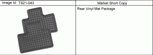 MAT PKG/REAR FLOOR VINYL (NON-PRODUCTION)