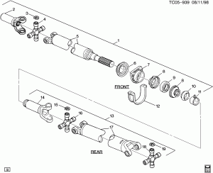 PROP SHAFT/FRONT & REAR (TWO PIECE)
