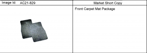 MAT PKG/FRONT FLOOR CARPET (NON-PRODUCTION) (UNIVERSAL)