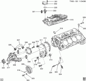 ENGINE ASM-5.0/5.7L V8 PART 3 FRONT COVER & COOLING RELATED PARTS (L30/5.0M,L31/5.7R)