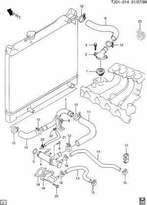 ENGINE COOLANT THERMOSTAT & HOSE (L01/1.6-6,EMISSIONS NB6,NG1)