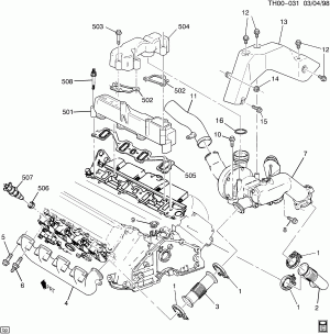 ENGINE ASM-6.5L V8 DIESEL PART 5 INTAKE & EXHAUST MANIFOLDS & RELATED PARTS (L65/6.5F)