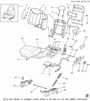FRONT SEAT/HI-BACK BUCKET-DRIVER (A95, 11TH DIGIT OF VIN IS "E" OR "J")(ELECTRO-PNEUMATIC)(1ST DES)