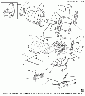 FRONT SEAT/HI-BACK BUCKET-DRIVER (A95, 11TH DIGIT OF VIN IS "Z")(ELECTRO-PNEUMATIC)(1ST DES)