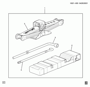 SPARE WHEEL STOWAGE & JACK PARTS (DEALER INSTALLED, SPARE TIRE TOOL KIT 5Y2)