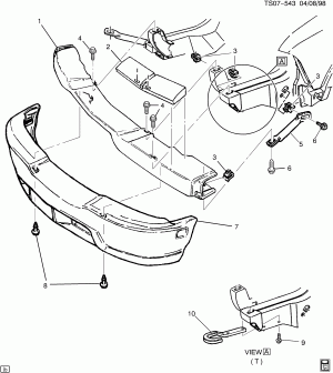 BUMPER/FRONT (G.M.C. Z88, EXC LUXURY DECOR PKG/LT/SLT YC7)