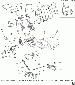 FRONT SEAT/HI-BACK BUCKET-PASSENGER (A95, 11TH DIGIT OF VIN IS "E" OR "J")(ALL ELECTRIC)(2ND DES)