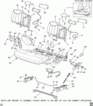 FRONT SEAT/BENCH (A52, TRIM CODES ENDING IN "D" OR "2")(ALL ELECTRIC)(2ND DES)