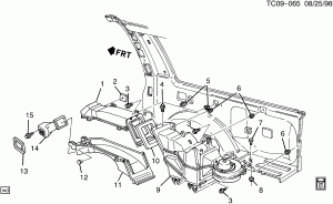 AIR DISTRIBUTION SYSTEM/REAR (RR HEATER C36, EXC RR A/C C69)