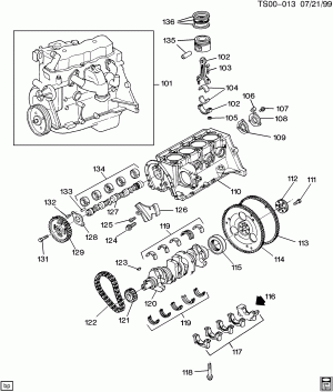 ENGINE ASM-2.2L L4 PART 1 CYLINDER BLOCK & INTERNAL PARTS (LN2/2.2-4)