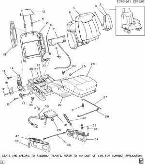 FRONT SEAT/HI-BACK BUCKET-PASSENGER (A95, 11TH DIGIT OF VIN IS "Z")(ALL ELECTRIC)(2ND DES)