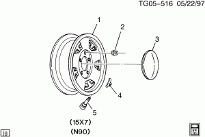 WHEELS & WHEEL COVERS 15 X 7 ALUMINUM WHEEL(5 LUG)(N90,5P2)