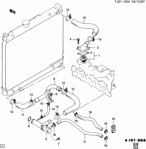 ENGINE COOLANT THERMOSTAT & HOSE (EXC CALIF)