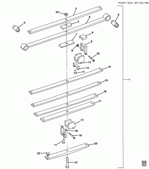 SPRINGS/REAR (6 LEAF, 1 AUXILIARY LEAF)(EXC 15,000 LB GVW RATING C5B)