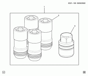 WHEEL LOCKS-4 LOCKING NUTS (DEALER INSTALLED, BLACK LOCK SPZ)