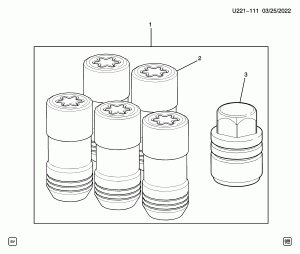 WHEEL LOCKS- 5 LOCKING NUTS (DEALER INSTALLED, ALTERNATE FINISH SPZ)