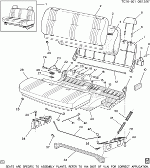 FRONT SEAT/BENCH (A52, TRIM CODES ENDING IN "C" OR "V")