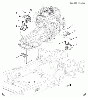 ENGINE & TRANSMISSION MOUNTING (L3B/2.7K, EXC ALL-WHEEL DRIVE F46)