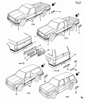 DECALS BODY & END GATE (G.M.C. Z88)