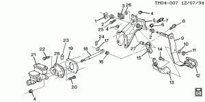 BRAKE PEDAL & MASTER CYLINDER MOUNTING (EXC JB3 POWER BRAKES)