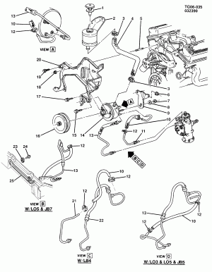 STEERING PUMP MOUNTING & LINES (L03/5.0H,L05/5.7K,LB4/4.3Z)