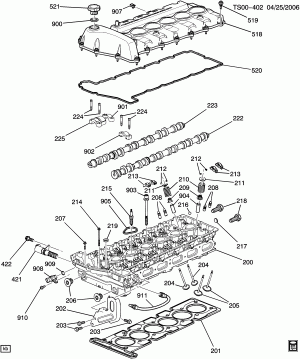 ENGINE ASM-4.2L L6 PART 2 CYLINDER HEAD AND RELATED PARTS (LL8/4.2S)