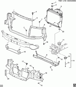 RADIATOR MOUNTING & RELATED PARTS (BUICK W49, G.M.C. Z88)